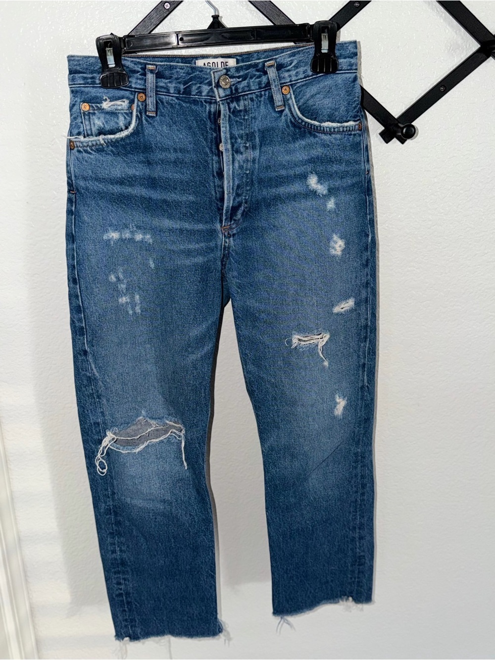 AGOLDE 90s Pinch Waist High Rise Straight Leg Jeans Distressed 28 - Picture 2 of 4